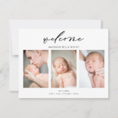 Calligraphy Minimal Photo Baby Announcement Card サンキューカード (正面)