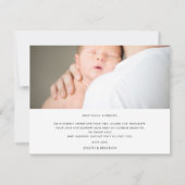 Calligraphy Minimal Photo Baby Announcement Card サンキューカード (裏面)