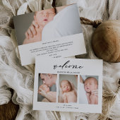 Calligraphy Minimal Photo Baby Announcement Card サンキューカード