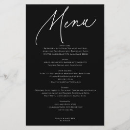 Calligraphy Minimalist Wedding Menu Black