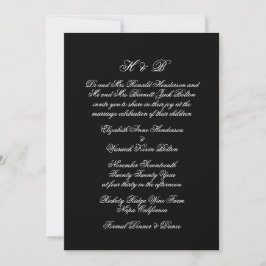 Calligraphy Monogram Black & White Formal Wedding 招待状