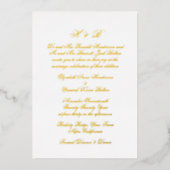 Calligraphy Monogram Gold & White Formal Wedding 箔招待状 (正面)