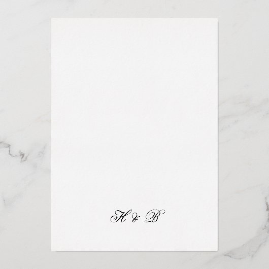 Calligraphy Monogram Gold & White Formal Wedding 箔招待状 (裏面)