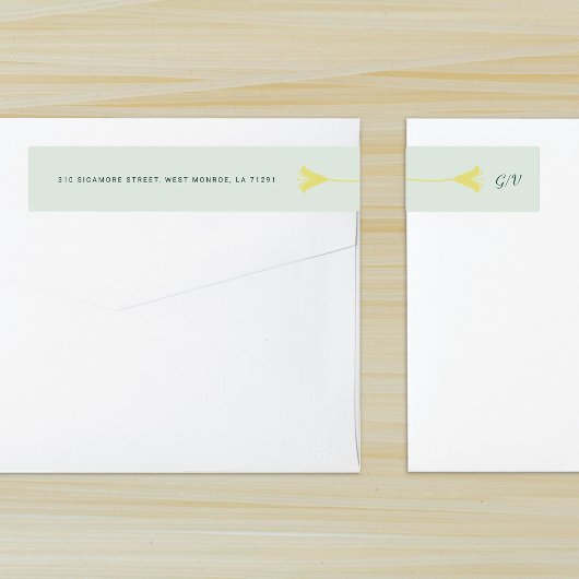 Calligraphy Monogram Lily Wedding ラップアラウンドラベル