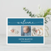 Calligraphy Photo Collage Baby Announcement Card 招待状 (スタンド正面)