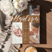 Calligraphy Photo Collage Baby Baptism Wood Cross  招待状