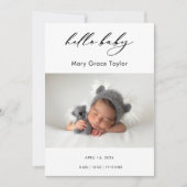 Calligraphy Photo Hello Baby Announcement Card 招待状 (正面)
