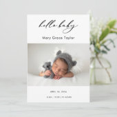 Calligraphy Photo Hello Baby Announcement Card 招待状 (スタンド正面)