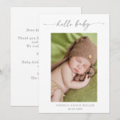 Calligraphy Photo Hello Baby Announcement Card 招待状 (正面/裏面)