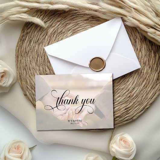 Calligraphy Photo Overlay Folded Thank You Card サンキューカード