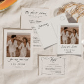 Calligraphy Photo Wedding Invite Modern Minimalist 招待状