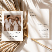Calligraphy Photo Wedding Invite Modern Minimalist 招待状