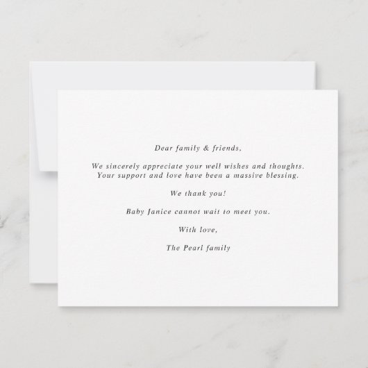 Calligraphy Pink Welcoming Baby Announcement card (裏面)