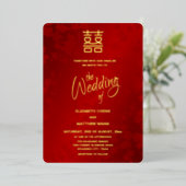 Calligraphy  Red Gold Chinese Wedding 箔招待状 (立ち正面)