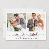 Calligraphy Red Heart 2 Photo We Got Married 案内状 (正面)