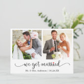 Calligraphy Red Heart 2 Photo We Got Married 案内状 (スタンド正面)