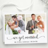 Calligraphy Red Heart 2 Photo We Got Married 案内状