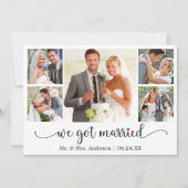 Calligraphy Red Heart 5 Photo We Got Married 案内状 (正面)