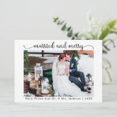 Calligraphy Red Heart Married and Merry Photo シーズンカード (スタンド正面)