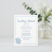 Calligraphy Script Dusty Blue Floral Wedding エンクロージャーカード (スタンド正面)