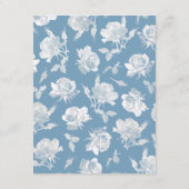 Calligraphy Script Dusty Blue Floral Wedding エンクロージャーカード (裏面)