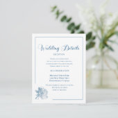 Calligraphy Script Dusty Blue Floral Wedding エンクロージャーカード (スタンド正面)