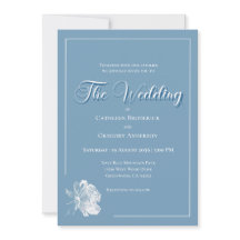 Calligraphy Script Dusty Blue White Floral Wedding
