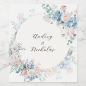 Calligraphy Script Floral Wedding ワインラベル (シングルラベル)