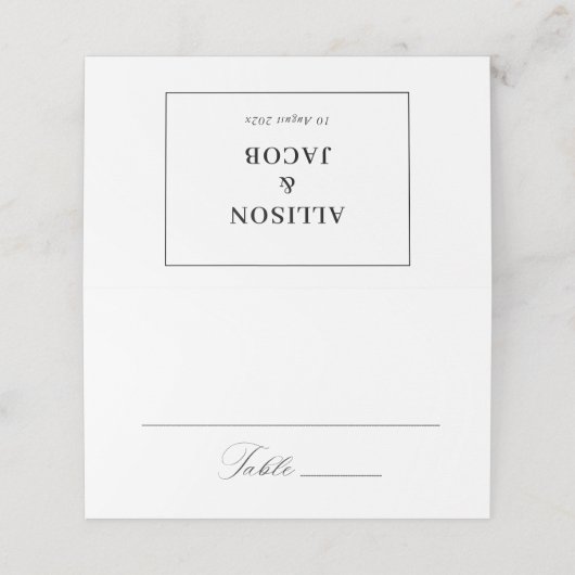 calligraphy script Folded Wedding プレイスカード (外部開封)