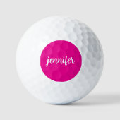 Calligraphy Script Initial Name Pink Monogram ゴルフボール (正面)