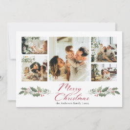 Calligraphy Script Merry Photo Collage Christmas シーズンカード