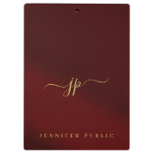 Calligraphy Script Name Elegant Gold Text Monogram クリップボード (裏面)