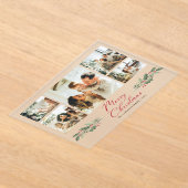 Calligraphy Script Photo Collage Christmas Card アクリル招待状 (レイダウン)