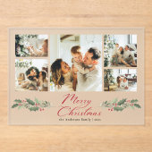Calligraphy Script Photo Collage Christmas Card アクリル招待状 (正面)