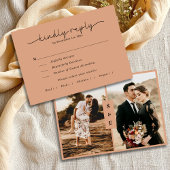 Calligraphy Script Rustic Terracotta Photo Wedding 出欠カード