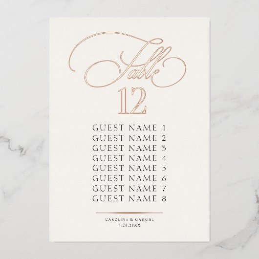 Calligraphy Script Seating Card 箔招待状 (正面)