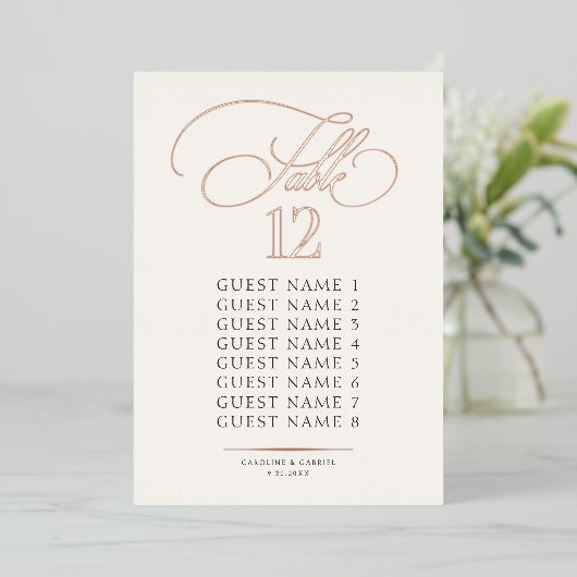 Calligraphy Script Seating Card 箔招待状 (立ち正面)