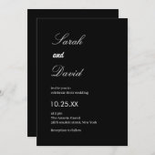 Calligraphy script simple black and white wedding 招待状 (正面/裏面)