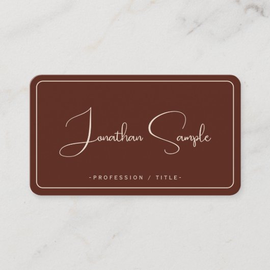 Calligraphy Script Terracotta Premium Silk Luxury 名刺 (正面)