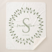 Calligraphy Script Wreath Monogram シェルパブランケット (正面)