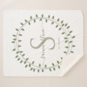 Calligraphy Script Wreath Monogram シェルパブランケット (正面(横))