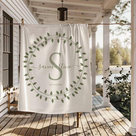 Calligraphy Script Wreath Monogram シェルパブランケット