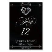 Calligraphy & Silver Heart - Black Table Number テーブルナンバー (裏面)