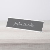 Calligraphy Simple Grey Professional Name デスクネームプレート (正面)