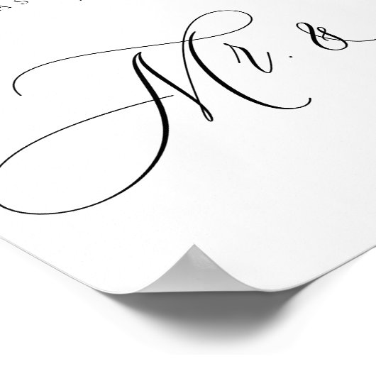 Calligraphy Simple Mr Mrs Signature ポスター (角)