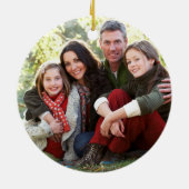 Calligraphy Thankful Grateful Blessed Plaid Photo セラミックオーナメント (裏面)