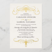 Calligraphy Traditional Old World Wedding 箔招待状 (正面)