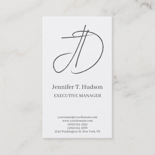 Calligraphy trendy classical monogram profile card 名刺 (正面)
