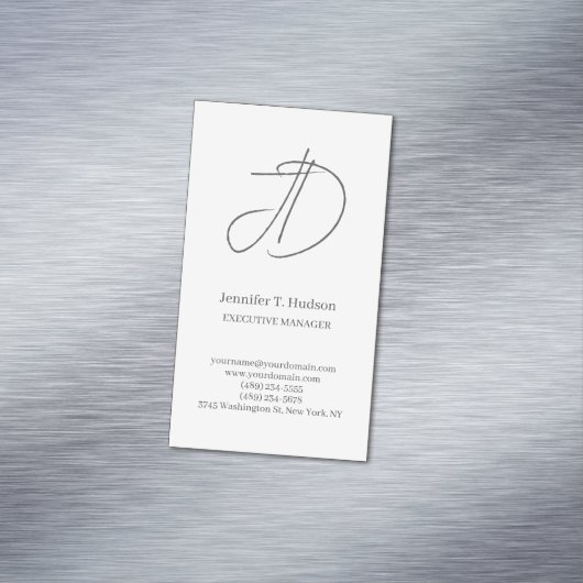 Calligraphy trendy classical script monogram grey マグネット名刺 (インサイチュ)