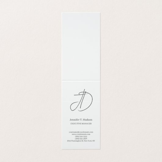 Calligraphy trendy classical script monogram grey 名刺 (外部フラット)